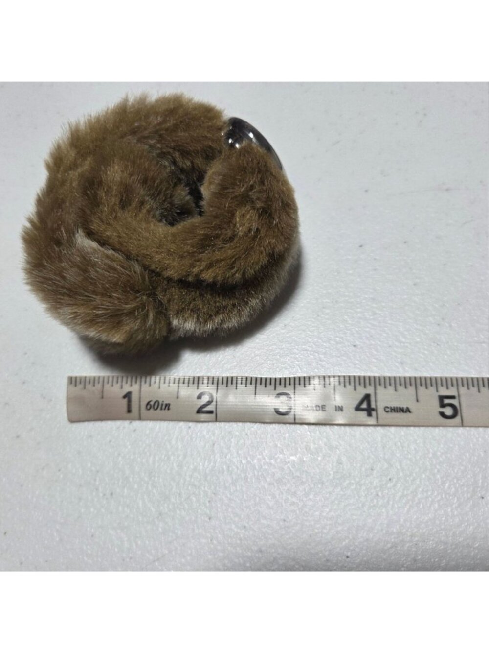 Terne Faux Fur Quartz Bracelet Watch Japan Movement Brown Snap Band View 5